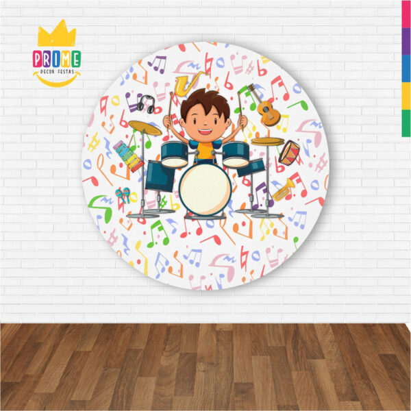 Painel Redondo 3D Musica Instrumentos Abre Fácil Tecido - Image 2