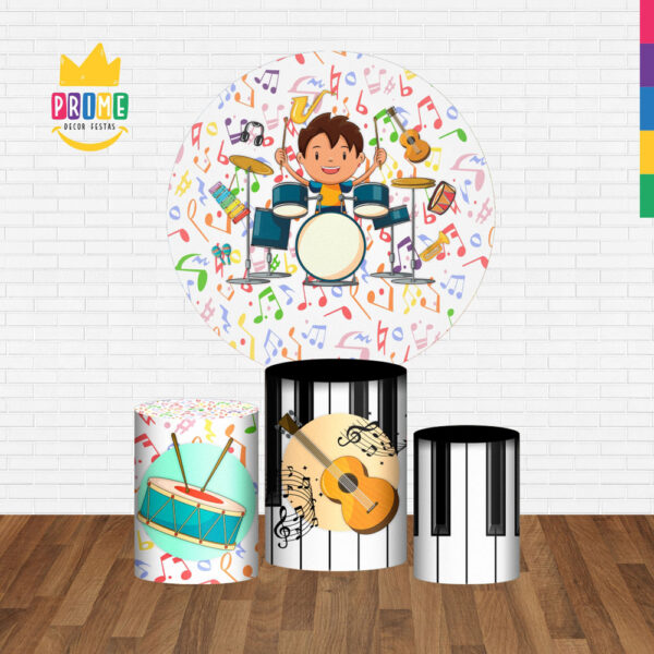 Trio Capa Cilindro + Painel Redondo 3D Musica Instrumentos 1,50m Veste Fácil - Image 2