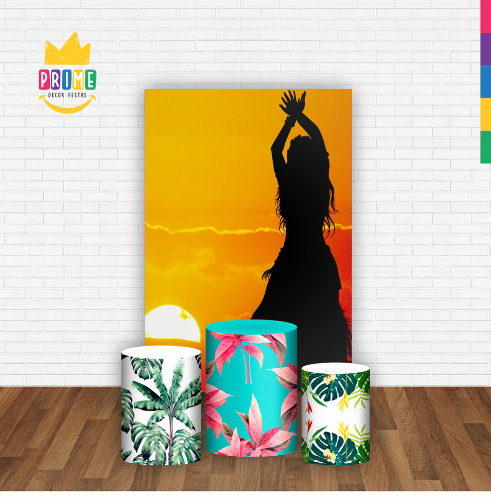 Kit Casado Aloha Trio Capa Cilindro Retangular Tecido - Imagem 2