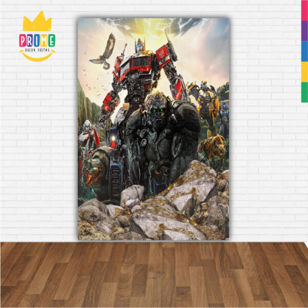 Painel de Festa Retangular 3D Transformers Casadinho 1,50m x 2,20 - Image 2