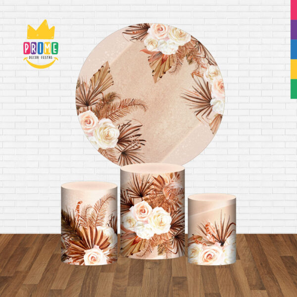 Trio Capa Cilindro + Painel Redondo 3D Floral 1,50m Veste Fácil - Image 2