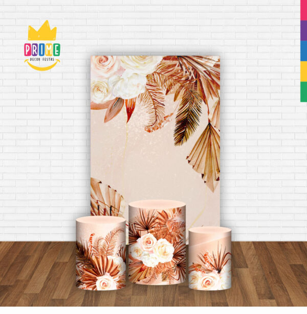 Kit Casado Floral Trio Capa Cilindro Retangular Tecido - Image 2