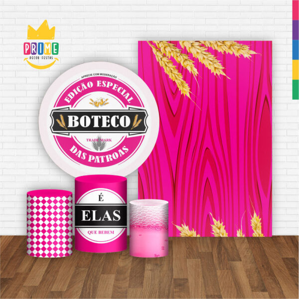 Kit Casado Boteco Feminino Painel Redondo Trio Capas Cilindro Retangular Vertical Em Tecido - Image 2