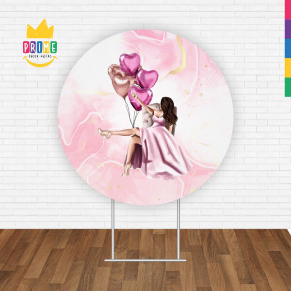 Painel Redondo 3D Feliz Aniversario Diva Tecido Sublimado - Image 2
