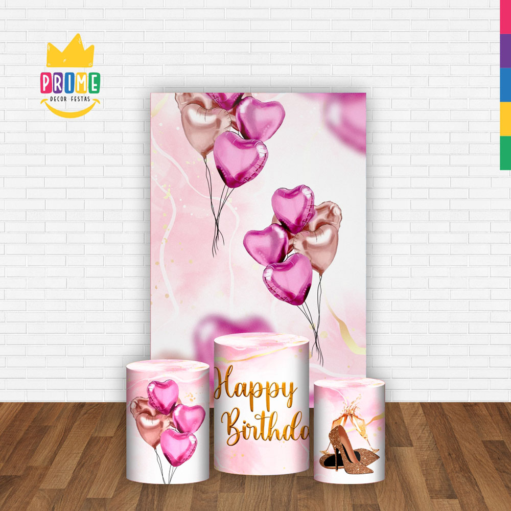 Kit Casado Feliz Aniversario Diva Trio Capa Cilindro Retangular Tecido - Imagem 2