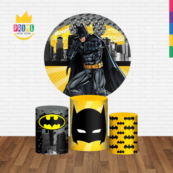 Trio Capa Cilindro + Painel Redondo 3D Batman 1,50m Veste Fácil - Image 2
