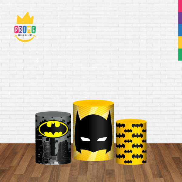 Trio Capa Cilindro Batman 3D Em Tecido Com Elástico - Image 2