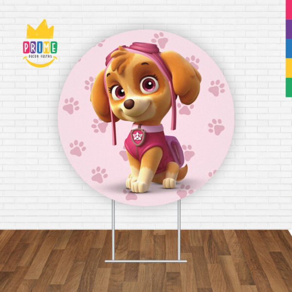 Painel Redondo 3D Skye Patrulha Canina Tecido Sublimado - Image 2