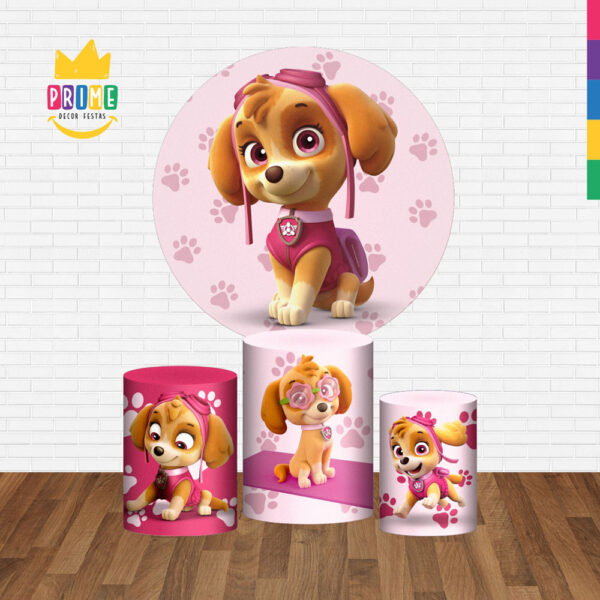 Trio Capa Cilindro + Painel Redondo 3D Skye Patrulha Canina 1,50m Veste Fácil - Image 2