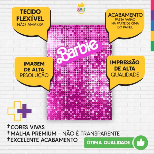 Painel Festa Barbie 3D Lateral para Casadinho 1,50m x 2,20m - Image 4