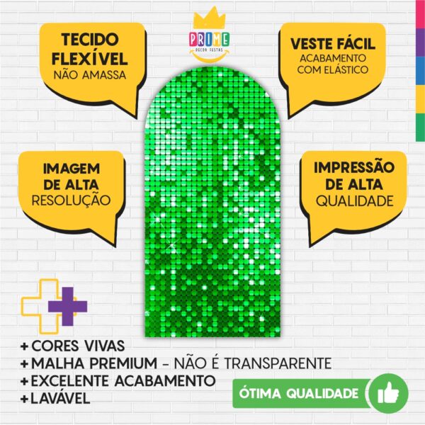 Painel De Festa Romano Decorativo Euphoria Paetê Verde - Image 4