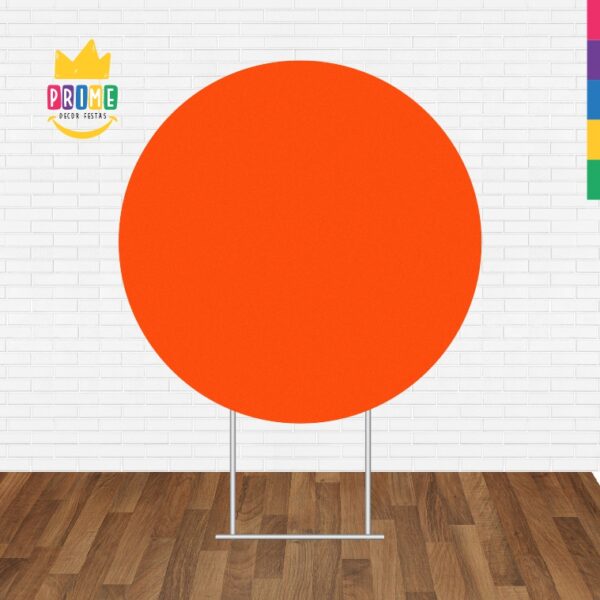 Painel Redondo 3D Laranja Fluorescente Cor Lisa Tecido Sublimado 1,50m x 1,50m - Image 2