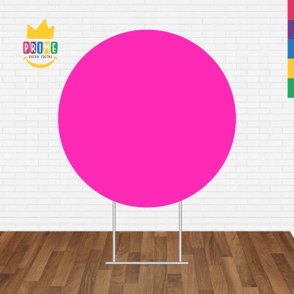 Painel Redondo 3D Rosa Fluorescente Cor Lisa Tecido Sublimado 1,50m x 1,50m - Image 2