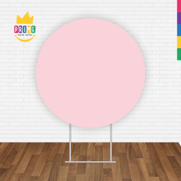 Painel Redondo 3D Rosa Pastel Cor Lisa Tecido Sublimado 1,50m x 1,50m - Image 2