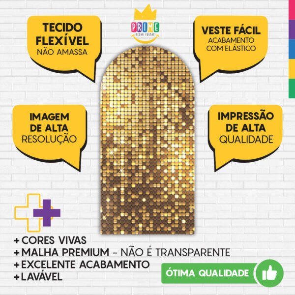 Painel De Festa Romano Decorativo Euphoria Paetê Dourado - Image 3