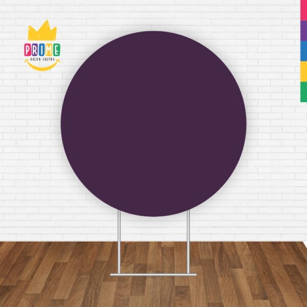 Painel Redondo 3D Roxo Uva Cor Lisa Tecido Sublimado 1,50m x 1,50m - Image 2