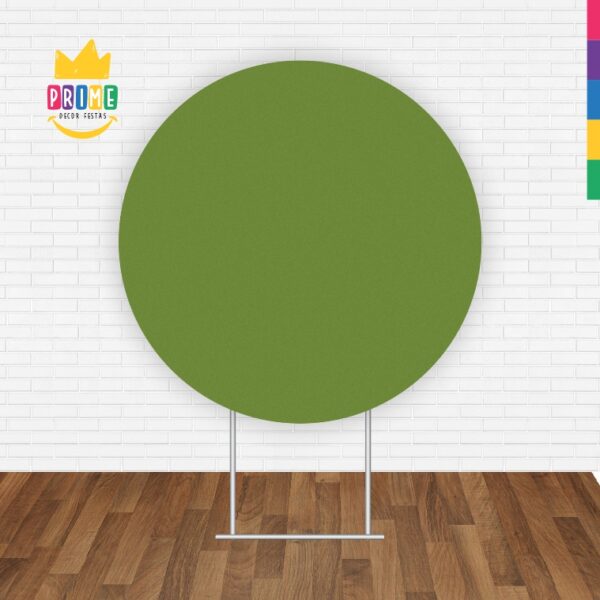 Painel Redondo 3D Verde Oliva Cor Lisa Tecido Sublimado 1,50m x 1,50m - Image 2