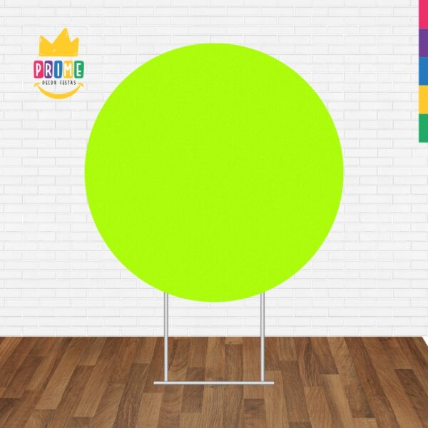 Painel Redondo 3D Verde Neon Fluorescente Cor Lisa Tecido Sublimado 1,50m x 1,50m - Image 2