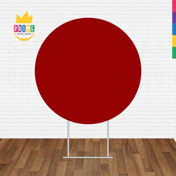 Painel Redondo 3D Vermelho Cor Lisa Tecido Sublimado 1,50m x 1,50m - Image 2