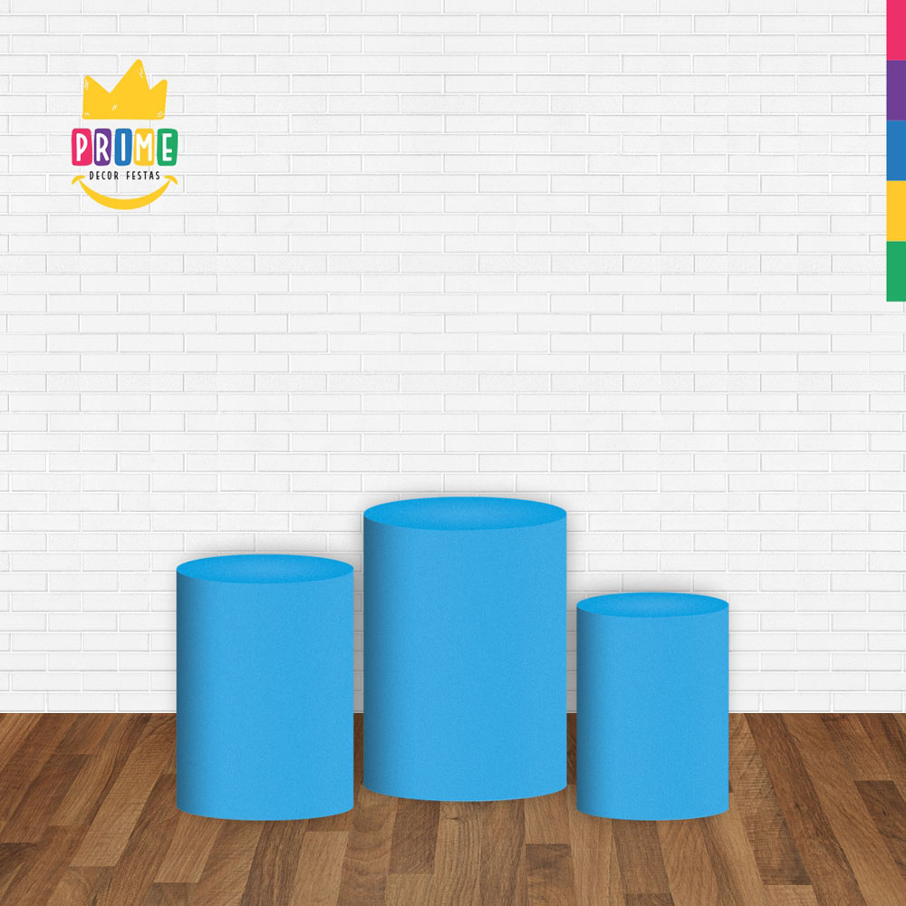Trio Capa Cilindro Azul Turquesa 3D Em Tecido Com Elástico - Imagem 2