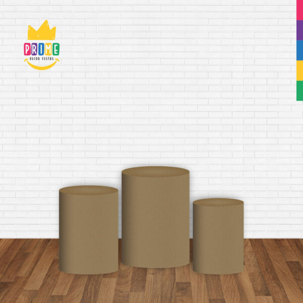 Trio Capa Cilindro Caqui 3D Em Tecido Com Elástico - Image 2