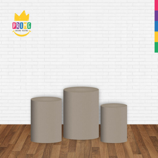 Trio Capa Cilindro Cinza 3D Em Tecido Com Elástico - Image 2
