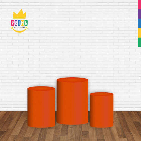 Trio Capa Cilindro Laranja 3D Em Tecido Com Elástico - Image 2
