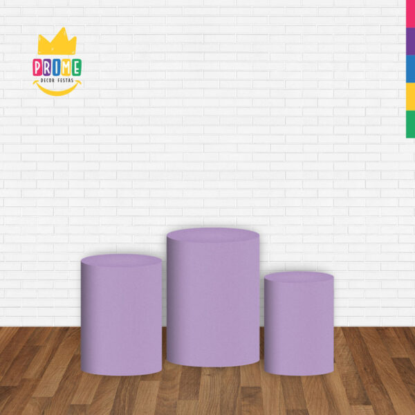 Trio Capa Cilindro Lilas 3D Em Tecido Com Elástico - Image 2