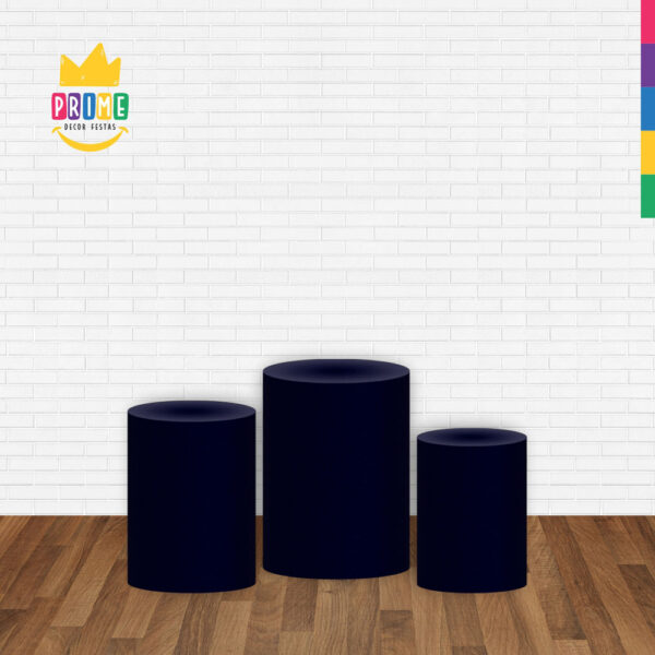 Trio Capa Cilindro Marinho 3D Em Tecido Com Elástico - Image 2