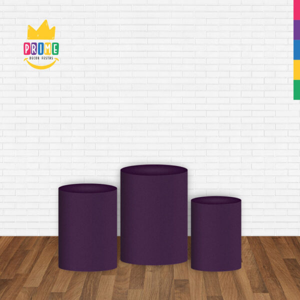 Trio Capa Cilindro Roxo Uva 3D Em Tecido Com Elástico - Image 2