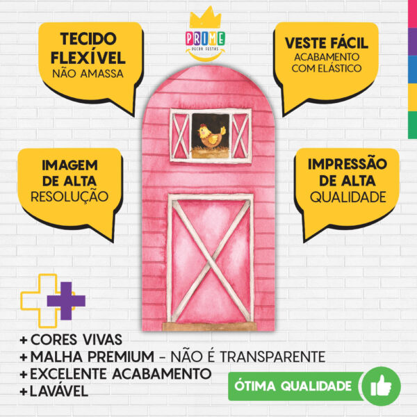 Painel De Festa Romano Decorativo Fazendinha Rosa - Image 3
