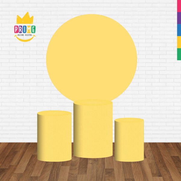 Trio Capa Cilindro + Painel Redondo 3D Amarelo Bebe 1,50m Veste Fácil - Image 2