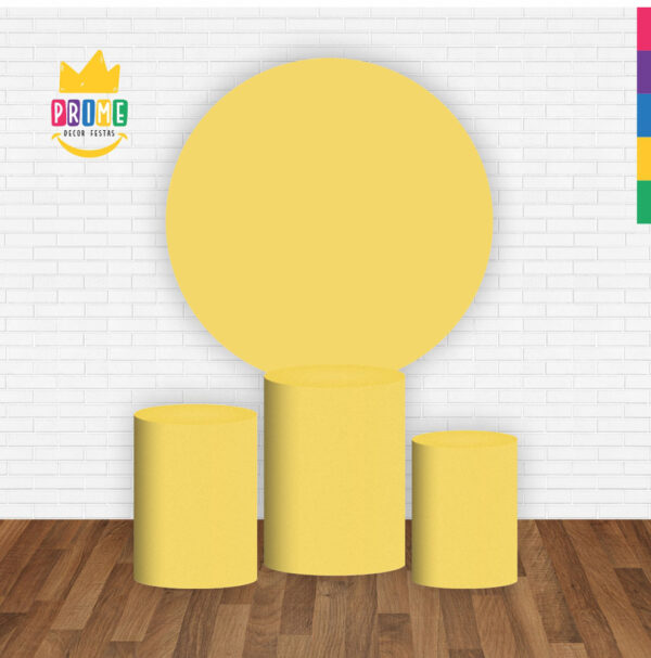 Trio Capa Cilindro + Painel Redondo 3D Amarelo Pepita 1,50m Veste Fácil - Image 2