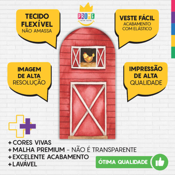 Painel De Festa Romano Decorativo Fazenda Vermelha - Image 3