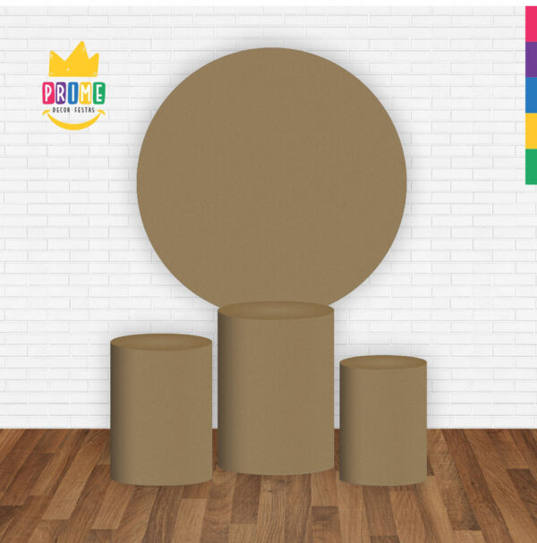 Trio Capa Cilindro + Painel Redondo 3D Caqui 1,50m Veste Fácil - Image 2