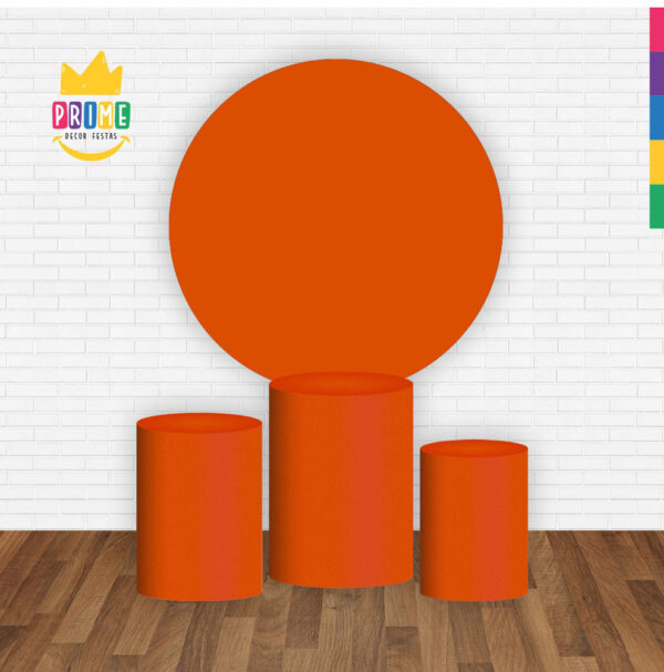 Trio Capa Cilindro + Painel Redondo 3D Laranja 1,50m Veste Fácil - Image 2