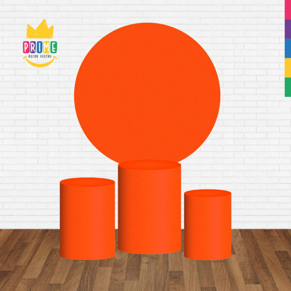 Trio Capa Cilindro + Painel Redondo 3D Laranja Fluorescente 1,50m Veste Fácil - Image 2