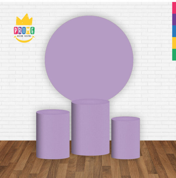 Trio Capa Cilindro + Painel Redondo 3D Lilas 1,50m Veste Fácil - Image 2