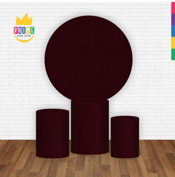 Trio Capa Cilindro + Painel Redondo 3D Vinho 1,50m Veste Fácil - Image 2