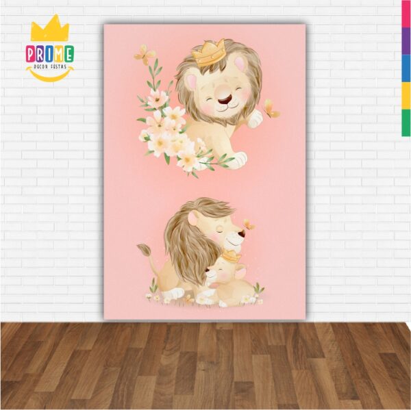 Painel de Festa Retangular 3D Leãozinho Cute Casadinho 1,50m x 2,20 - Image 2