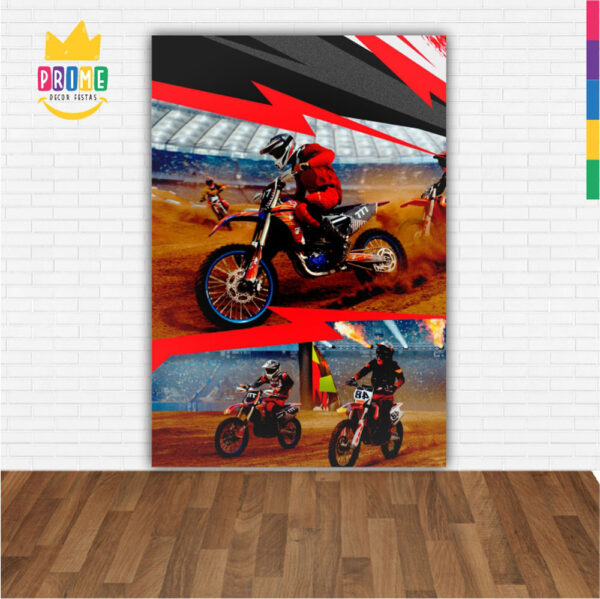 Painel de Festa Retangular 3D Motocross Casadinho 1,50m x 2,20 - Image 2