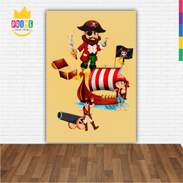 Painel de Festa Retangular 3D Pirata Casadinho 1,50m x 2,20 - Image 2