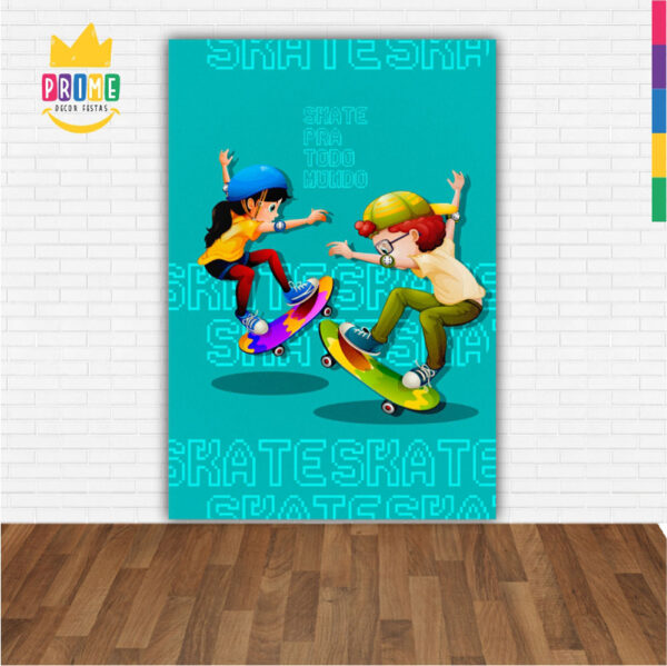 Painel de Festa Retangular 3D Skate Casadinho 1,50m x 2,20 - Image 2