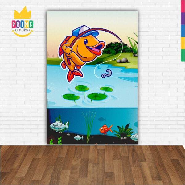 Painel de Festa Retangular 3D Pescaria Casadinho 1,50m x 2,20 - Image 2