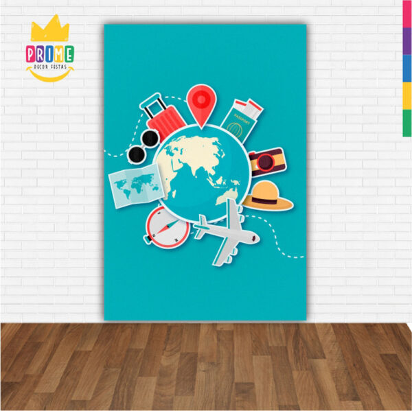 Painel de Festa Retangular 3D Viagem Casadinho 1,50m x 2,20 - Image 2