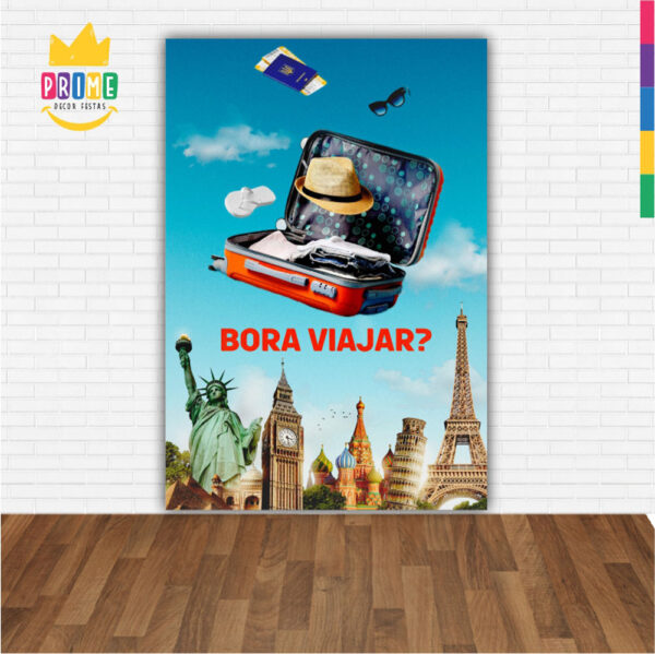 Painel de Festa Retangular 3D Viagem Casadinho 1,50m x 2,20 - Image 2