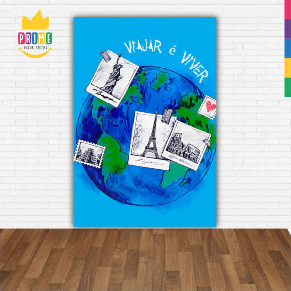 Painel de Festa Retangular 3D Viagem Casadinho 1,50m x 2,20 - Image 2