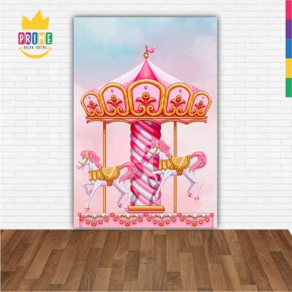 Painel de Festa Retangular 3D Carrossel Casadinho 1,50m x 2,20 - Image 2