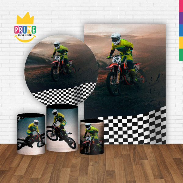 Kit Casado Motocross Painel Redondo Trio Capas Cilindro Retangular Vertical Em Tecido - Image 2