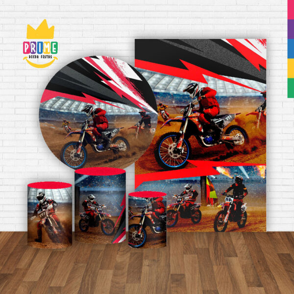 Kit Casado Motocross Painel Redondo Trio Capas Cilindro Retangular Vertical Em Tecido - Image 2
